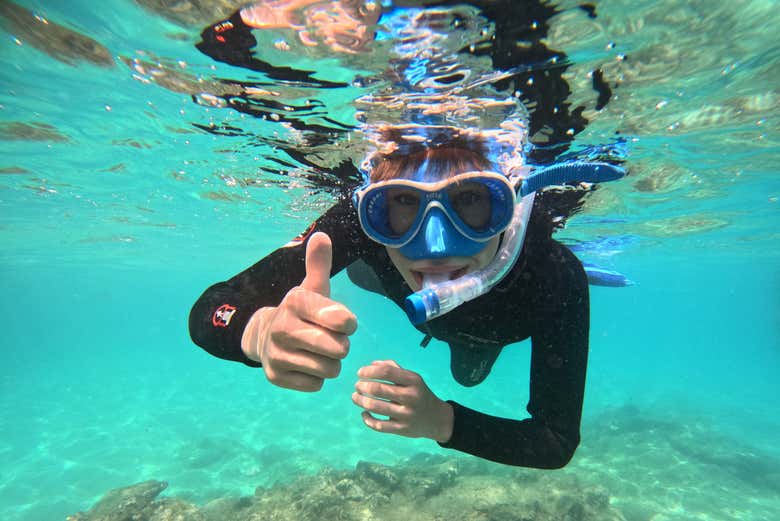 Practicando snorkel en Morro Jable